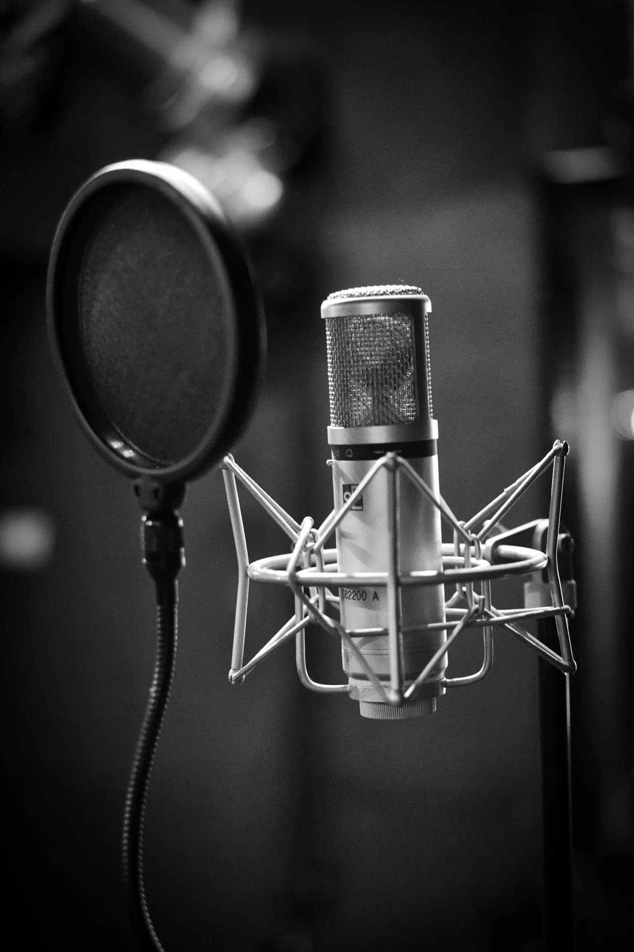 Micro de studio avec son filtre anti-pop